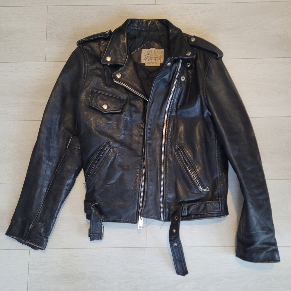 Vintage Black Leather Motorcycle Jacket